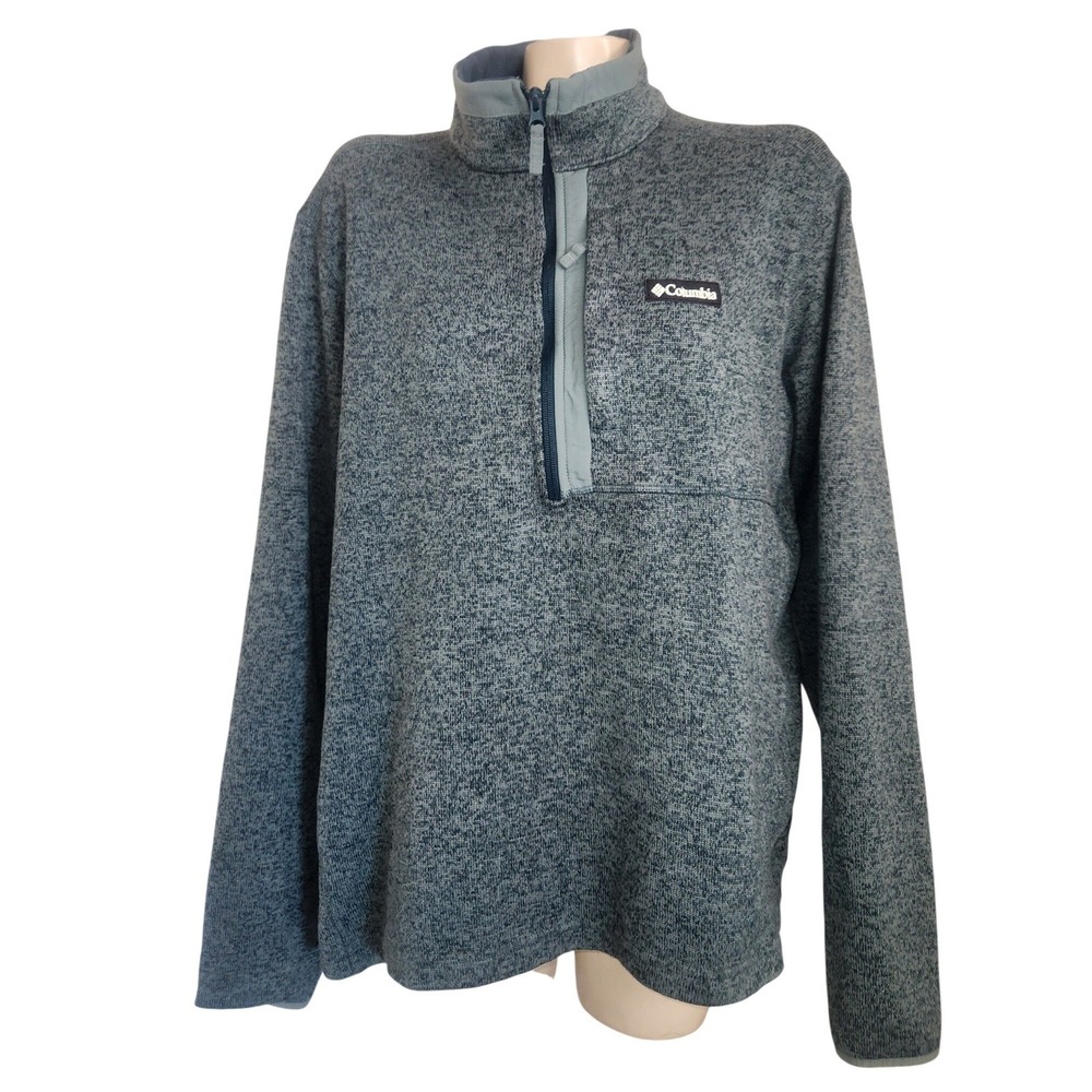 Columbia Womens XL Blue Gray Marl Sweater Fleece Quarter Zip Pullover AO8817